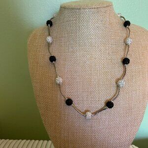 Adjustable Black and Silver Beaded Necklace
